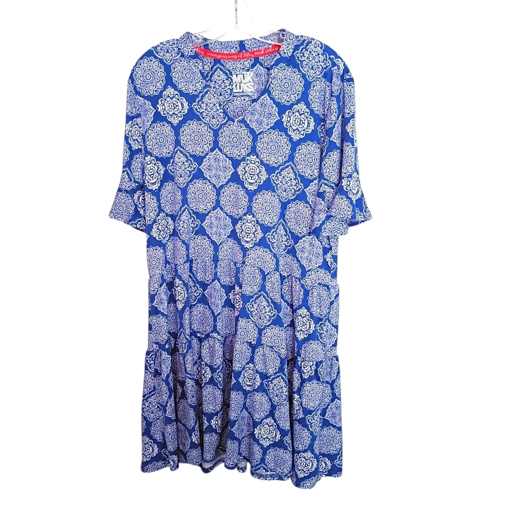 Muk Luks -Blue Patterned Women's Dress - Size M